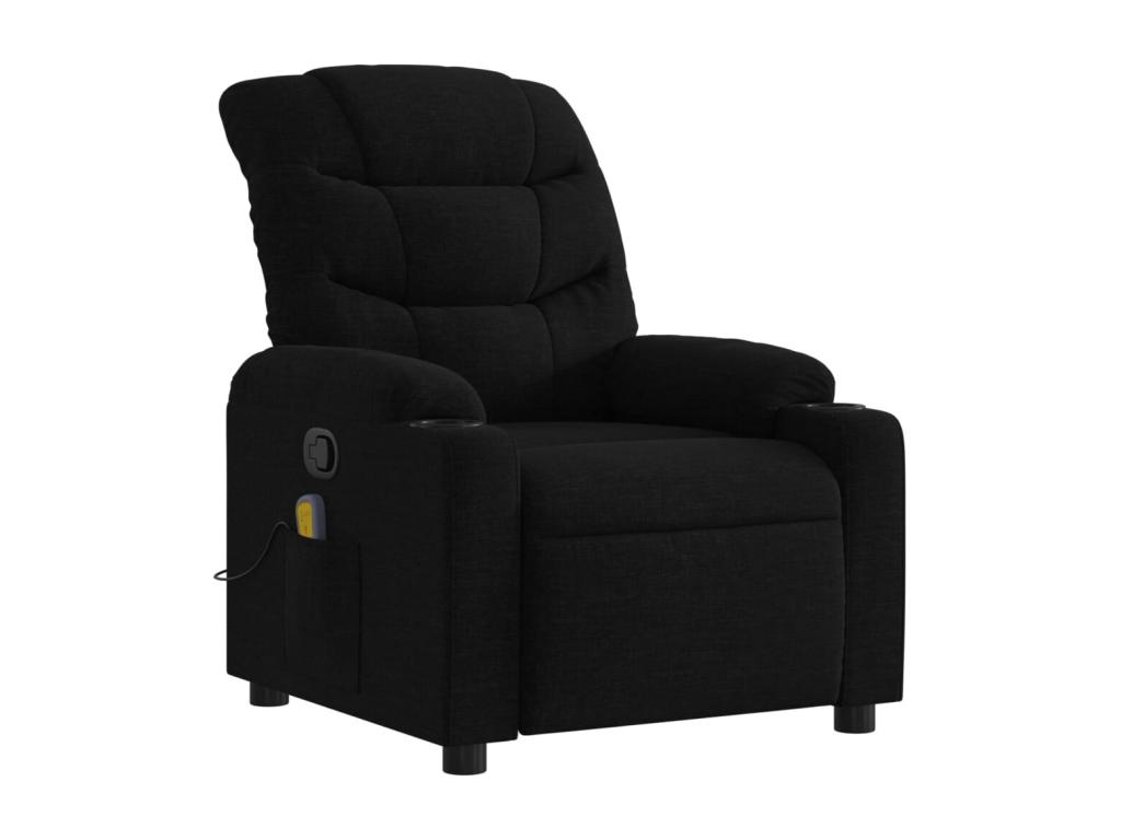 Sillón reclinable de masaje de tela negro