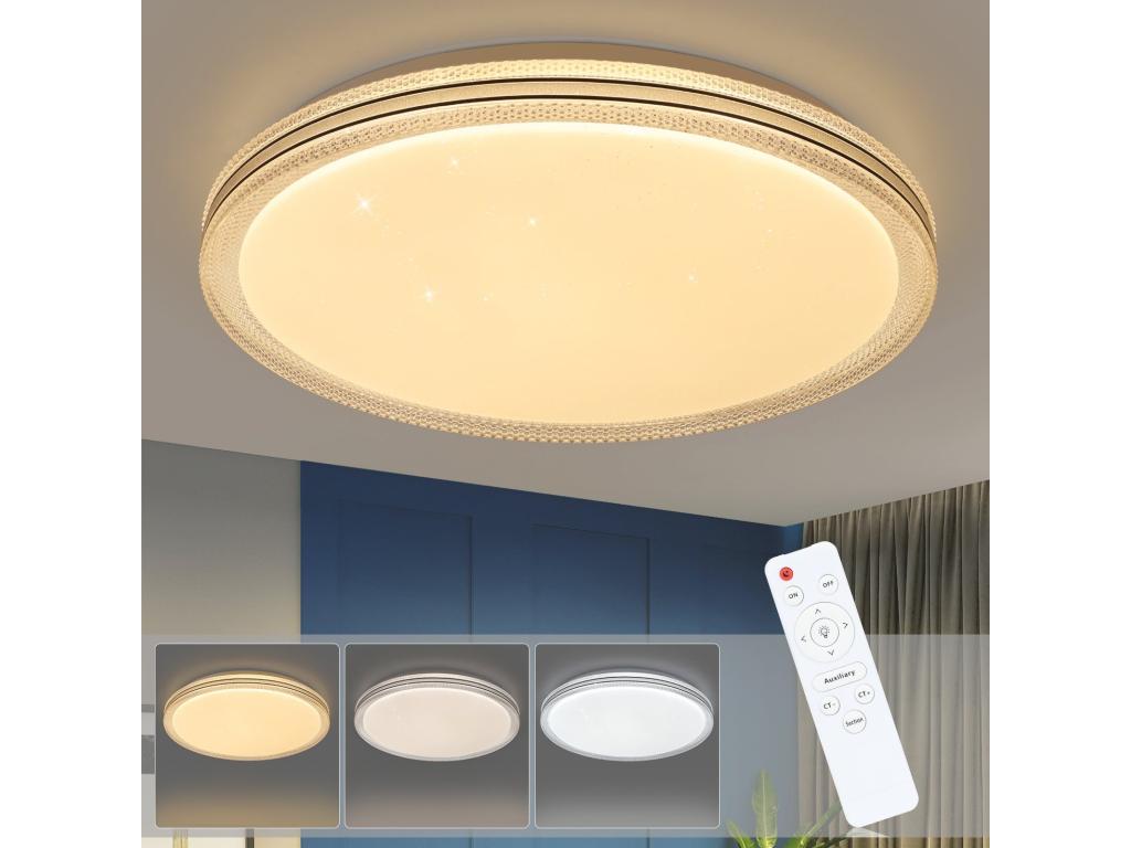 hogardiseno Plafóndrico LED de habitación, 40 cm, lámpara de habitación de 44 W, lámpara de pasillo, lámpara de cocina, moderno, redondo para salón, pasillo, habitación de niños.