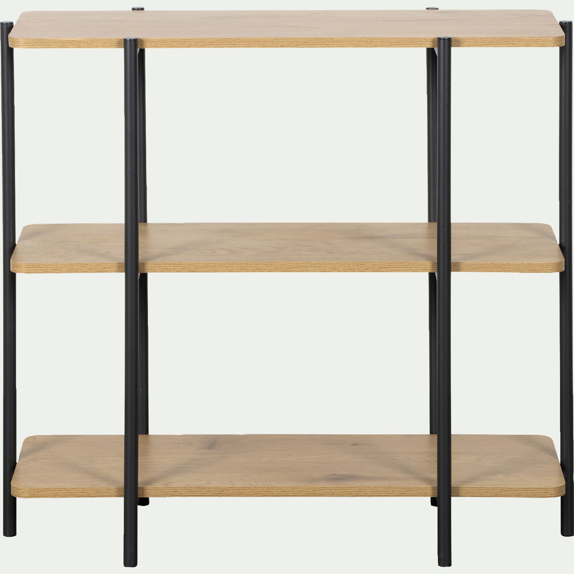IZZY - Bibliothèque en bois et fer noir l80cm - bois clair