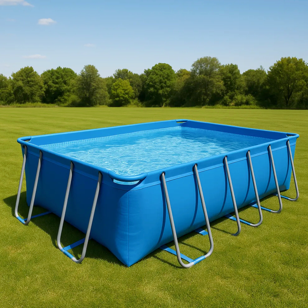 piscina tubular rectangular, piscina desmontable rectangular azul intenso, azul intenso, metal y PVC, jardín y exteriores, 549x274x122 cm pKYdVbA646NH