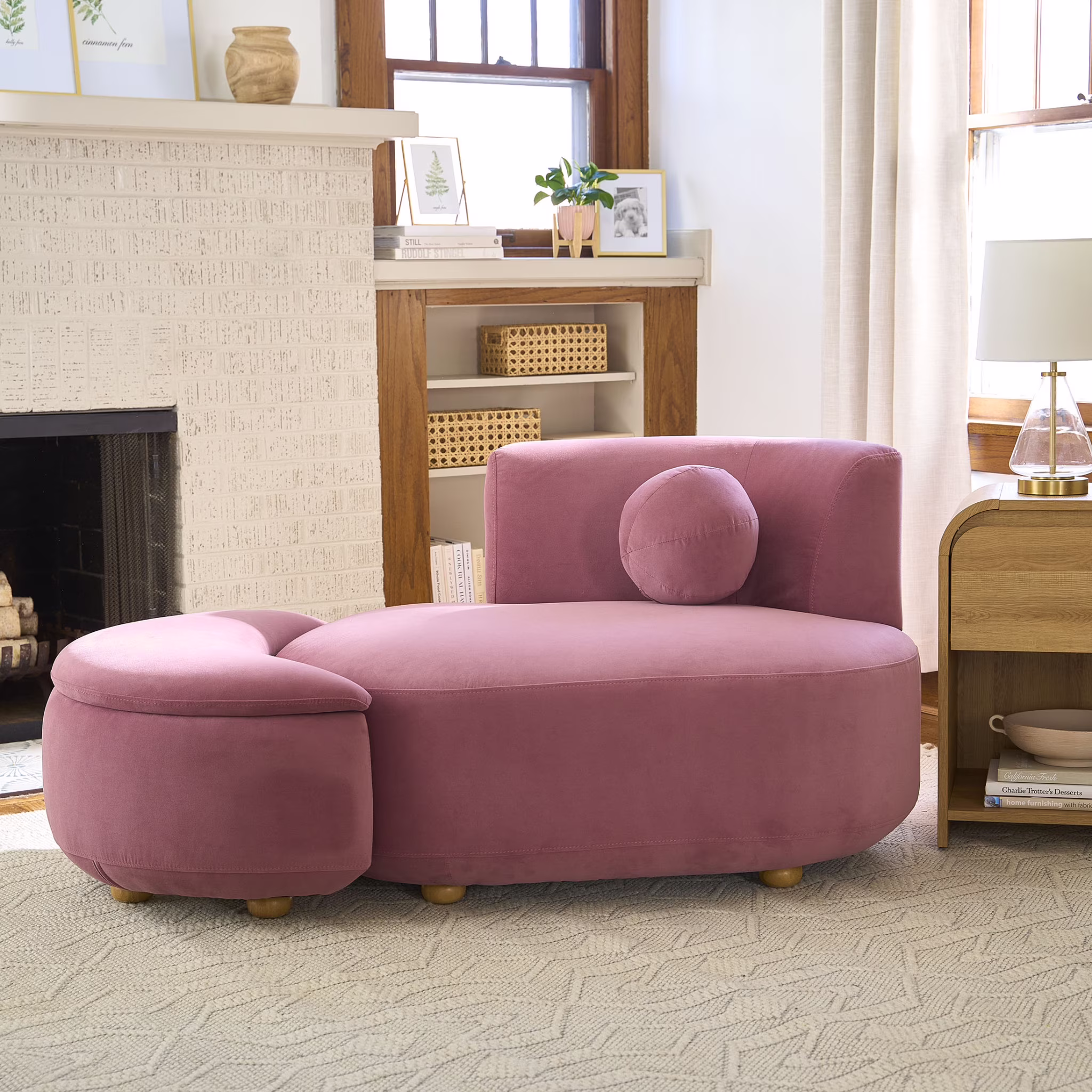 Better Homes & Gardens Juliet Modern Boucle Chaise & Storage Ottoman, Pearl - Image 5