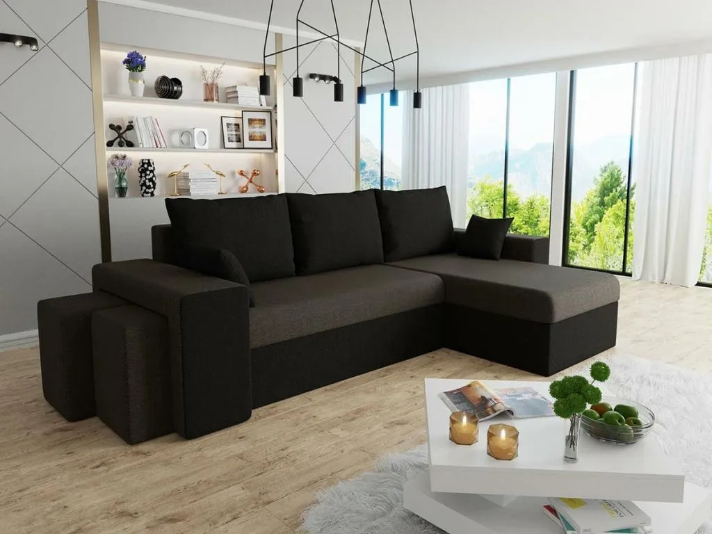 Sofá rinconero Prietocasa 129 Marrón Función de descanso Caja de ropa de cama 256x139cm