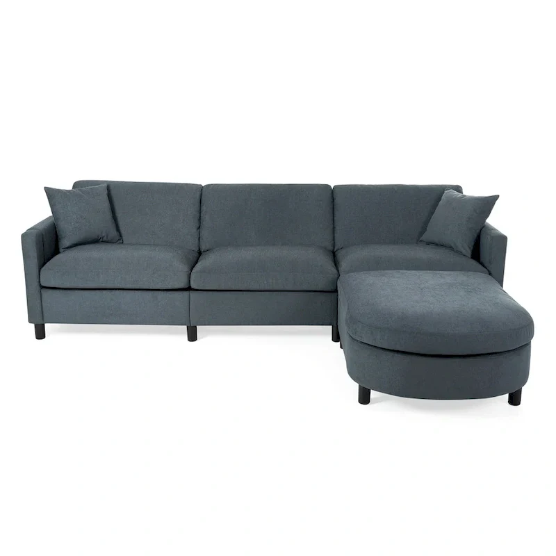 107.87" Sectional Sofa with Removable Seat and Back Cushions, Includes 1 Ottoman