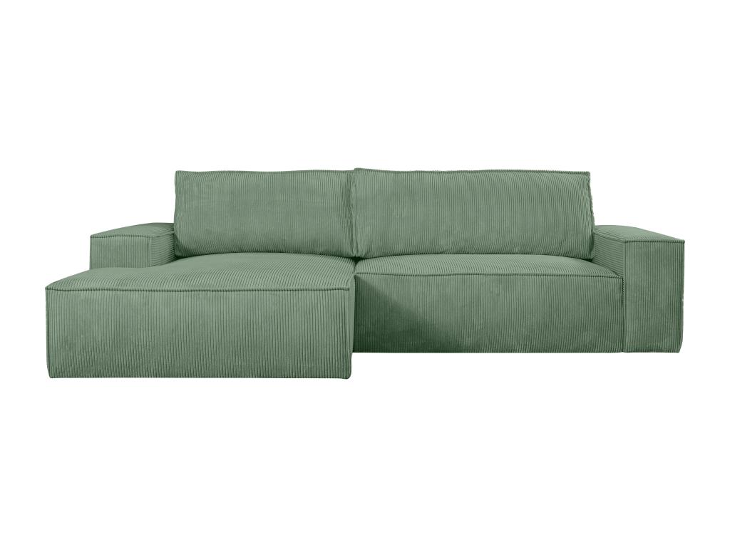 Sofá cama rinconera izquierdo de terciopelo grueso color verde almendra