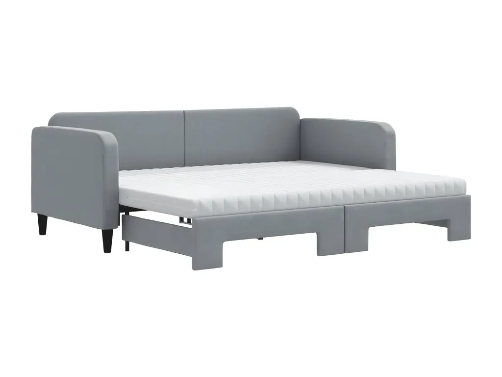 Sofá cama Decocasaes con colchón tela gris claro 90x200 cm 75564acla