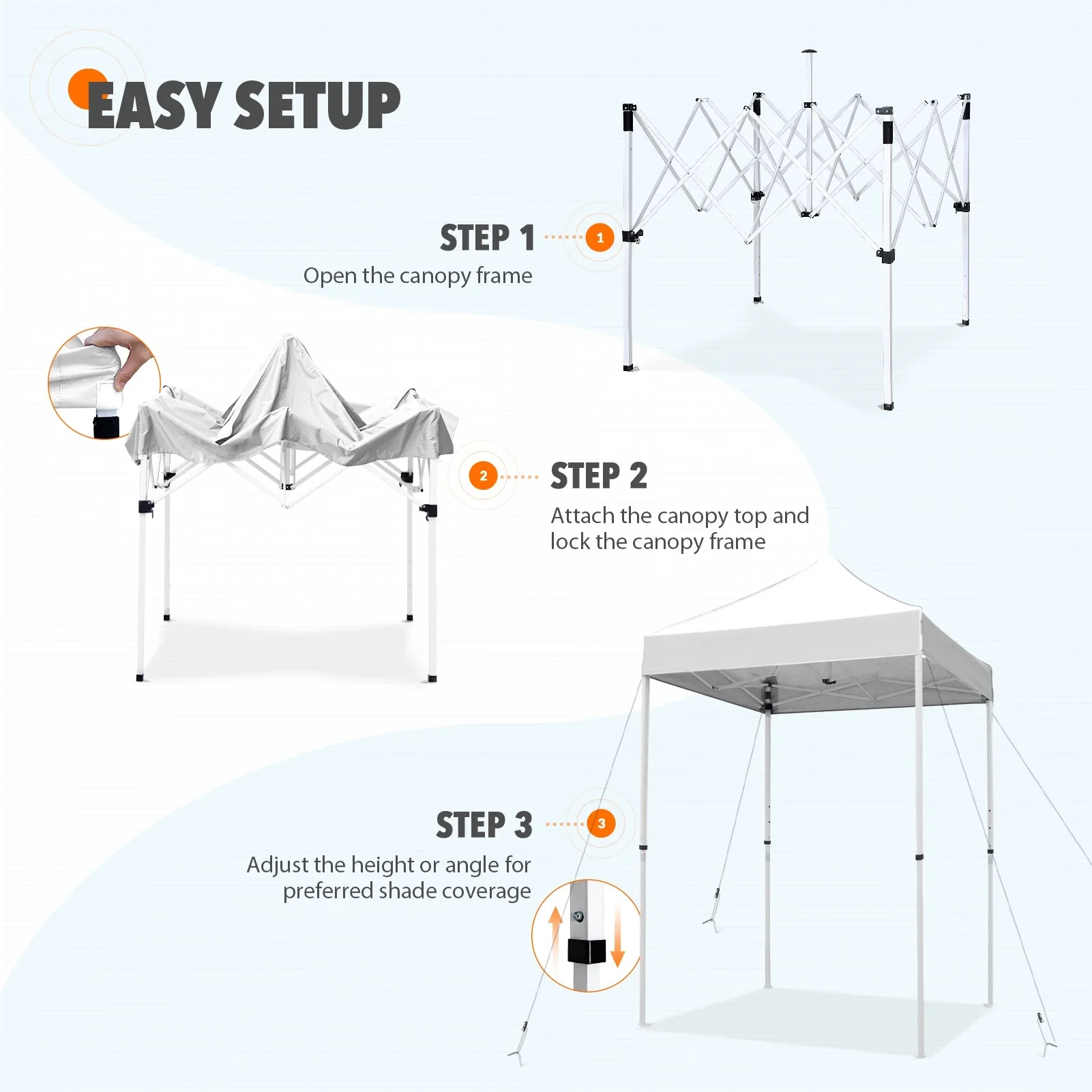 EAGLE PEAK 5x5 Pop up Canopy Tent Instant Outdoor Canopy Easy Set - up Straight Leg Folding Shelter（blue）
