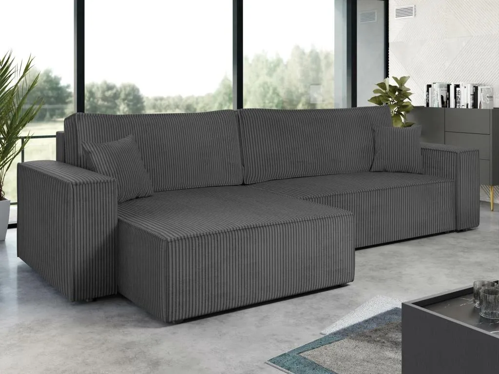 Sofá rinconero Micasacool 107 Gris Función de descanso Caja de ropa de cama 272x145x82cm