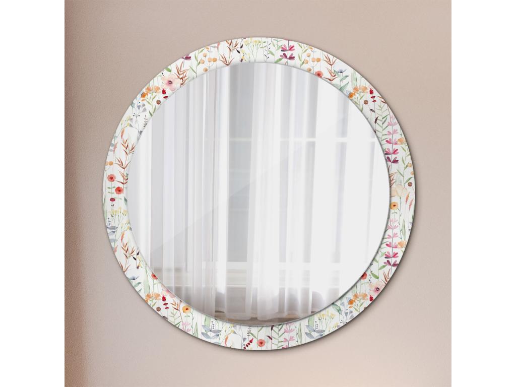 Espejo decorativo redondo - Flores silvestres - 90 cm