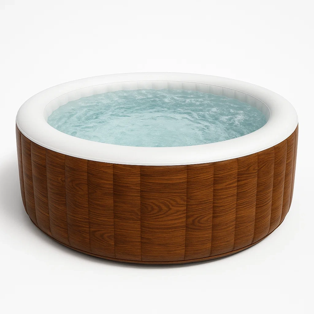 Spas hinchables, 150x150x71 cm, 4 personas, redondo, color marrón/ blanco meaKSGN312tq