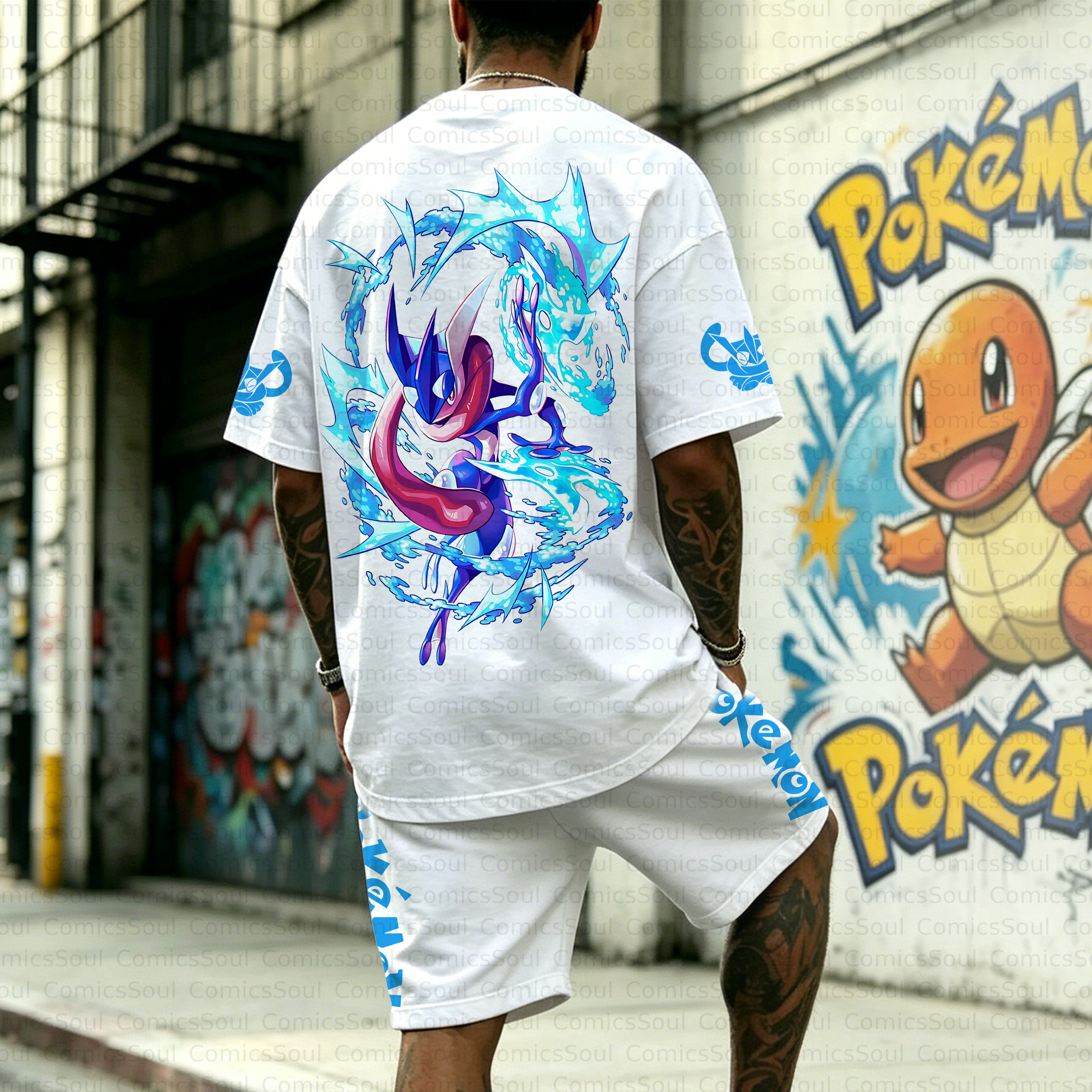 Unisex Anime Inspired Vintage T-shirt& Shorts 2 Pieces Set