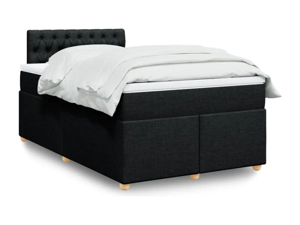 Cama box spring con colchón tela negro 120x190 cm sti3522159