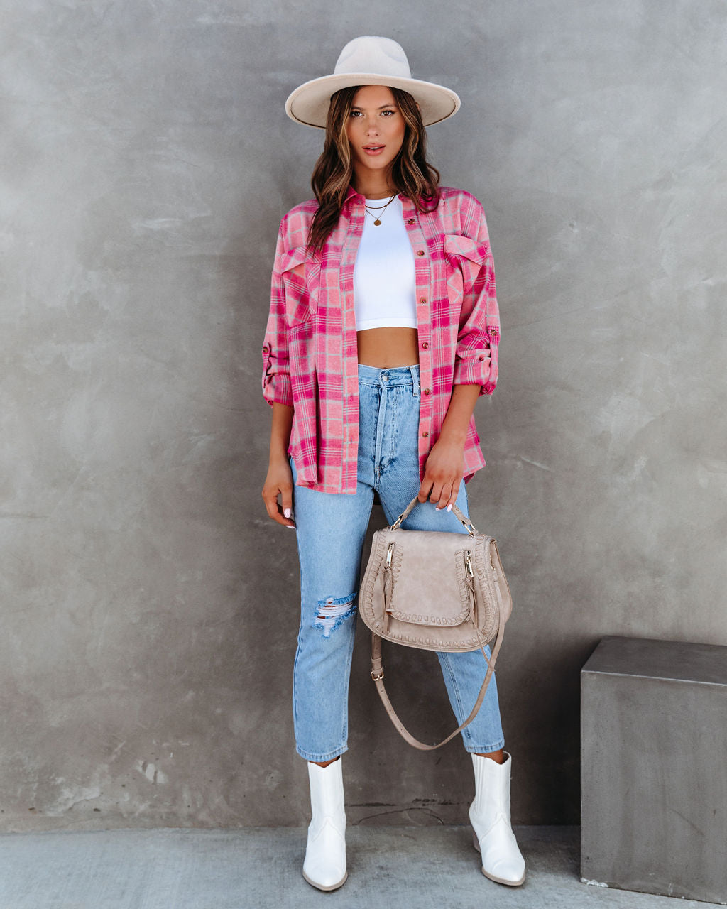 Mildred Plaid Button Down Top - Se7enfashion