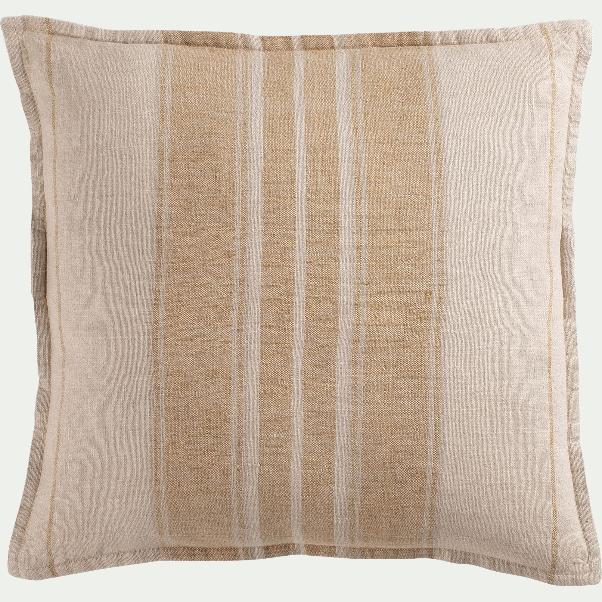 LAURET - Coussin rayé en lin 45x45cm - jaune