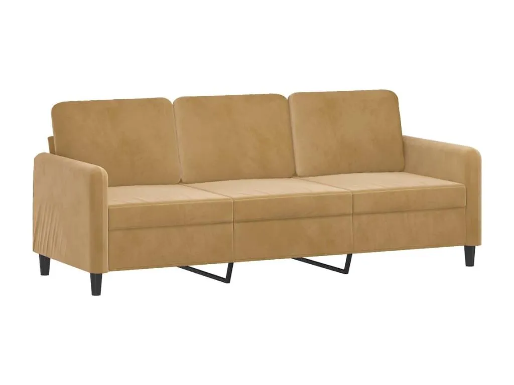 Sofá de 3 plazas terciopelo marrón 180 cm