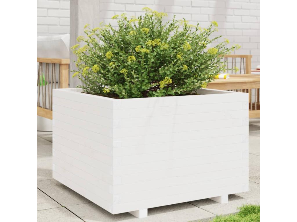 Decoratodo madera maciza de pino blanco 70x70x49,5 cm