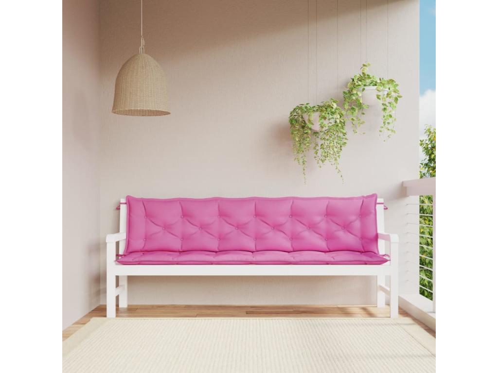 Cojines para banco de jardín 2 unidades tela rosa 200x50x7 cm