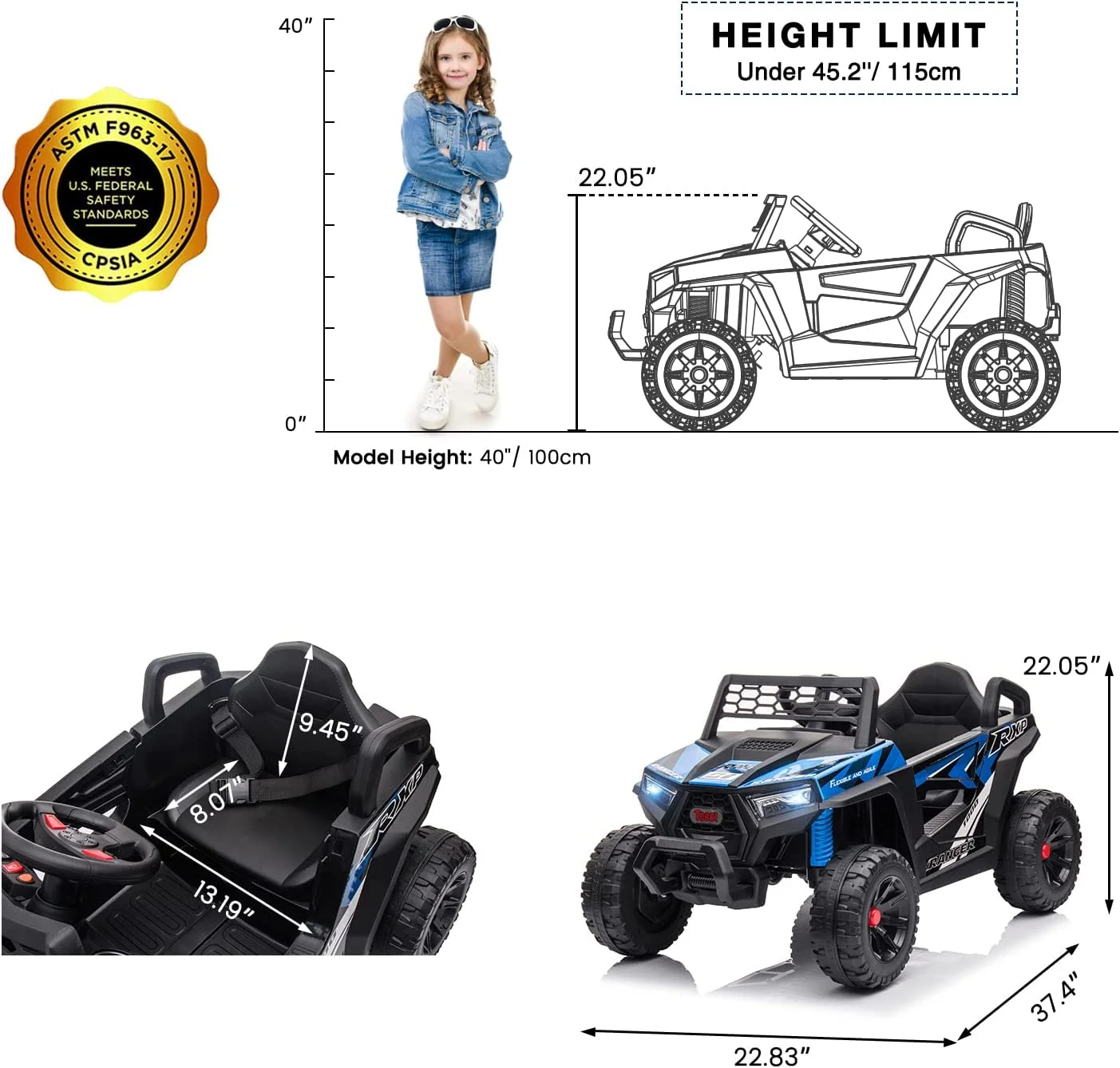 TOBBI 12V Kids Electric off-Road UTV Truck Car Battery Powered Ride on Toys for Girls with LED Headlights, Music, Horn - Image 20