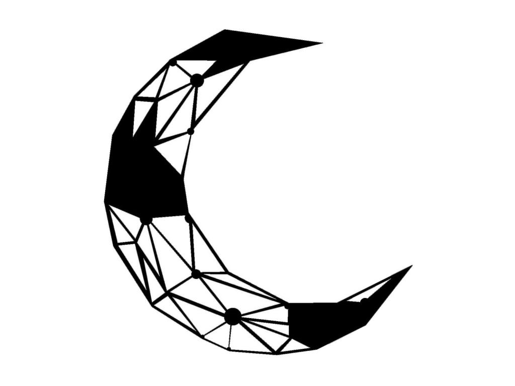 Decoración de Metal Luna 9, Negro, 40x0,15x42 cm, Mubdelu