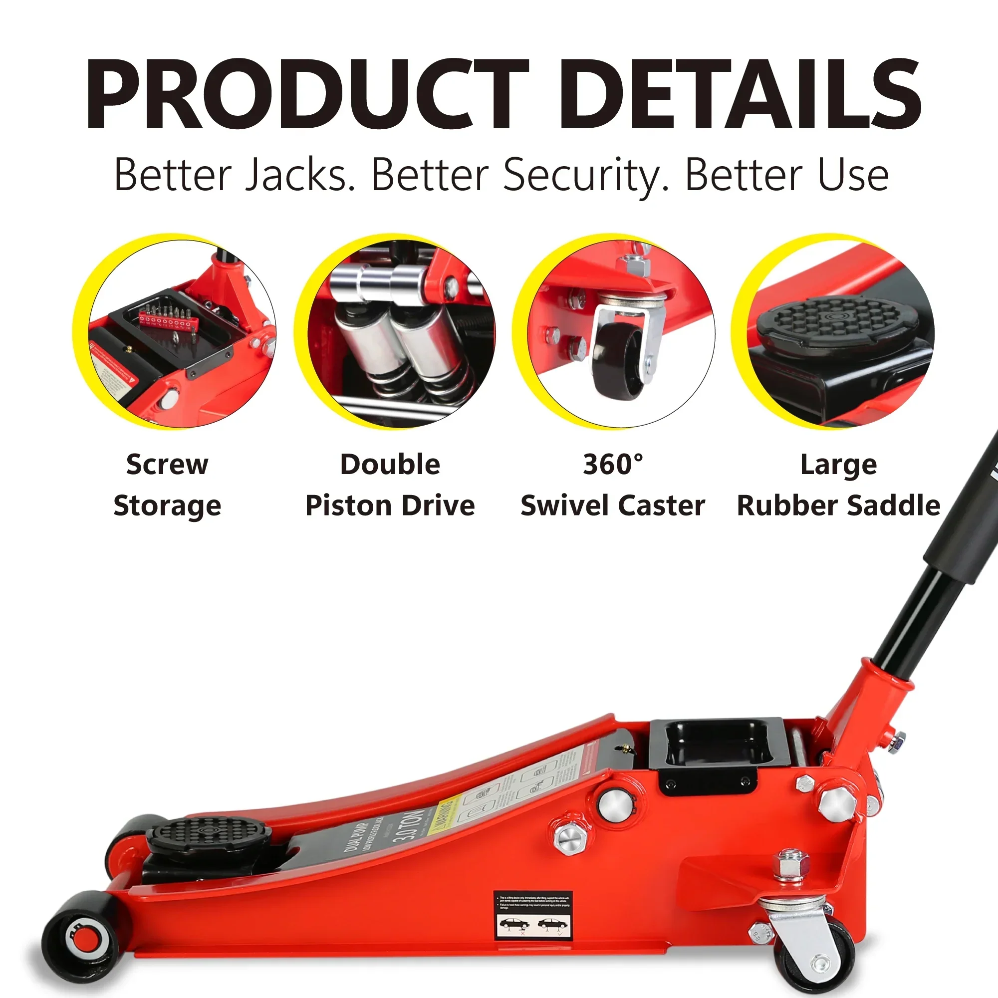 Seizeen Low Profile 3 Ton 6600 lbs Trolley Jack With Dual Lift Pump - Red - Image 8 Seizeen Low Profile 3 Ton 6600 lbs Trolley Jack With Dual Lift Pump - Red - Image 8