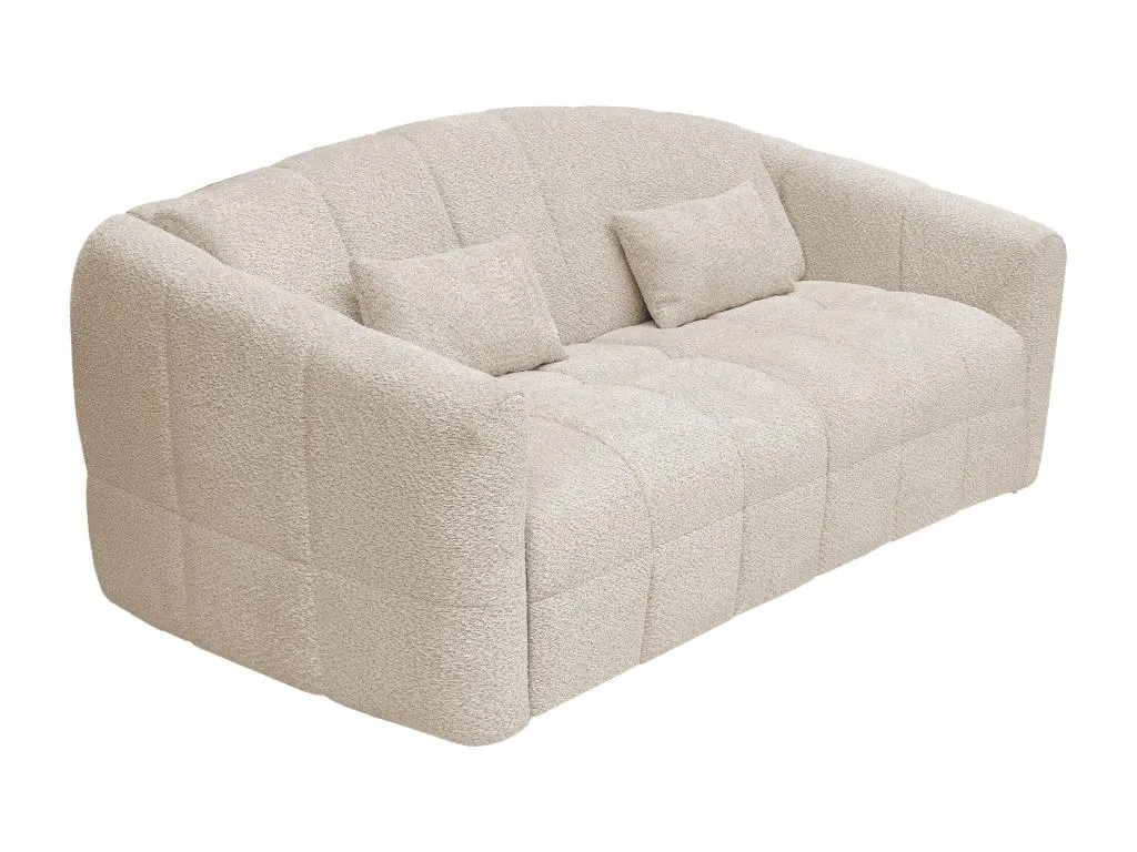 Sofá cama de 3 plazas de apertura rápida de tela de rizo beige - Cama de 140 cm - Colchón de 14 cm Mueblestop II 07335HXPB