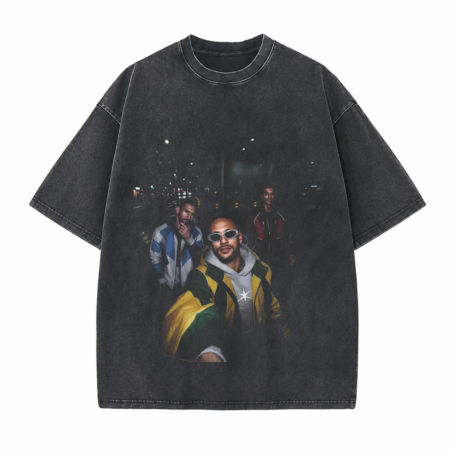 Retro Football Fans Printed Unisex Washed T-Shirt