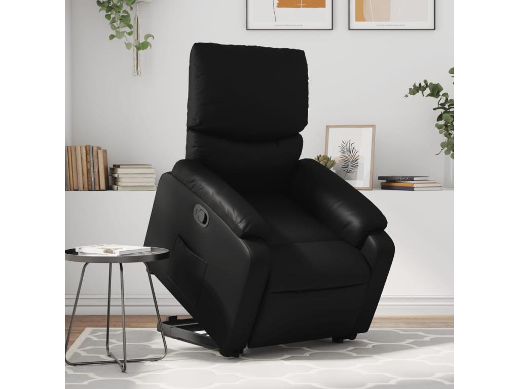 Sillón reclinable elevable cuero artificial negro