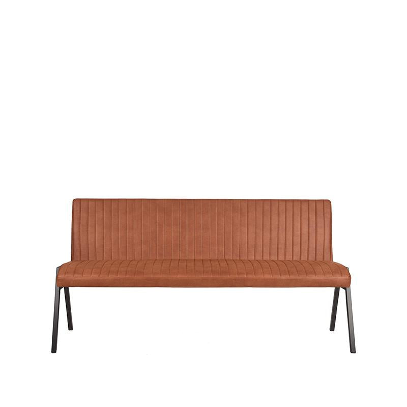 LABEL51 - Eetkamerbank Matz 175 cm - Cognac Microvezel - Zwart Metaal