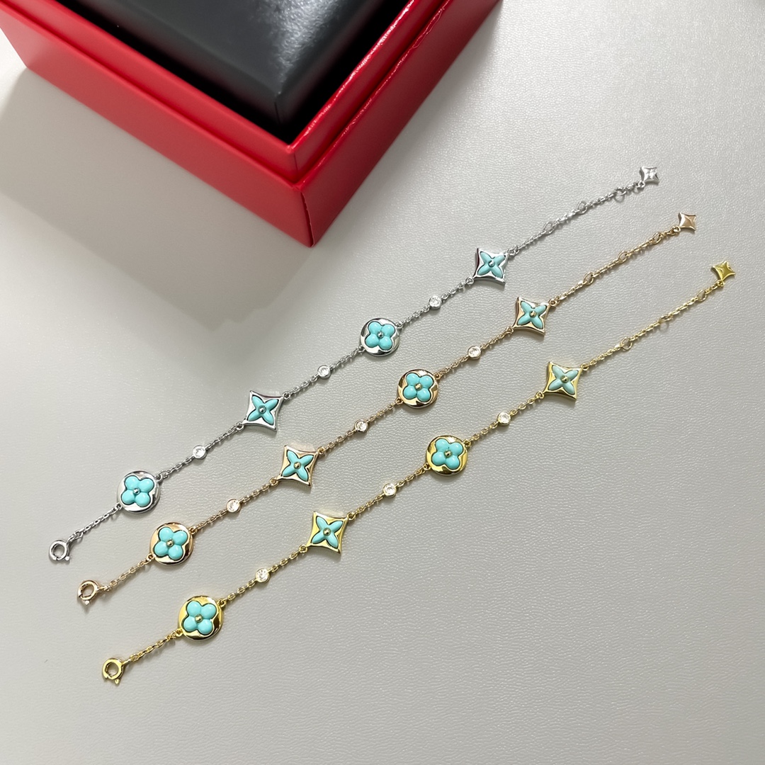 Louis Vuitton 4 Motifs Blue Amazonite Bracelet - Original Replica Club