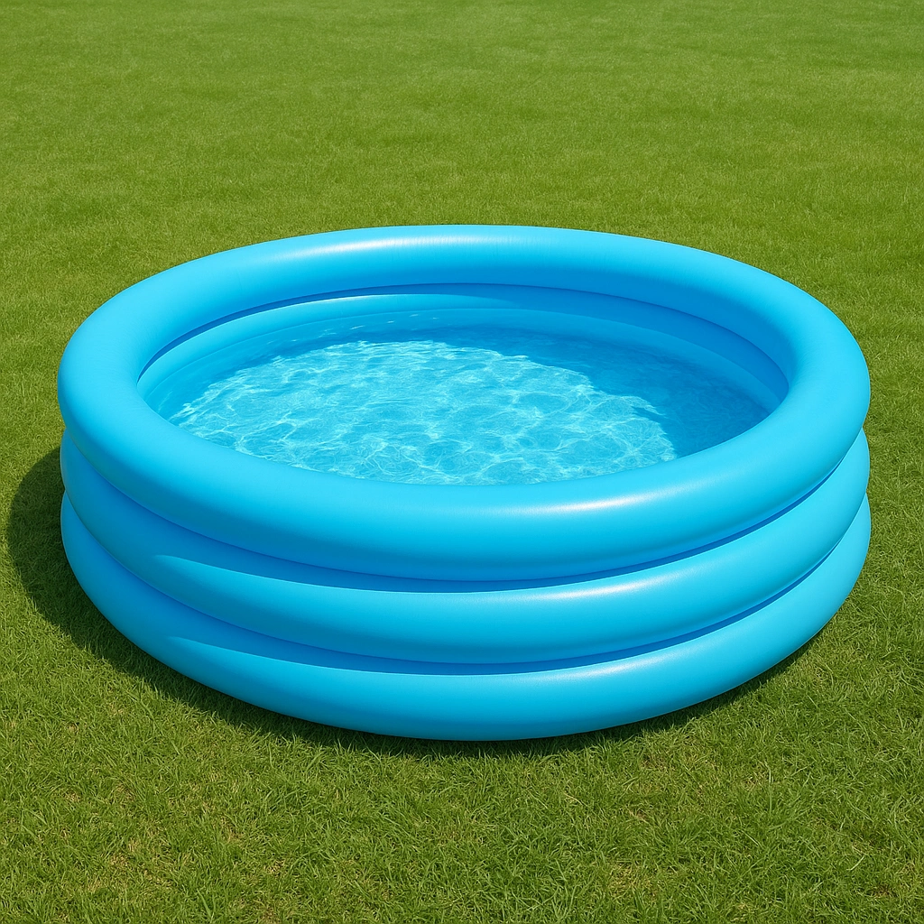 Piscina hinchable redonda azul, PVC para exterior, 150x150x50 cm