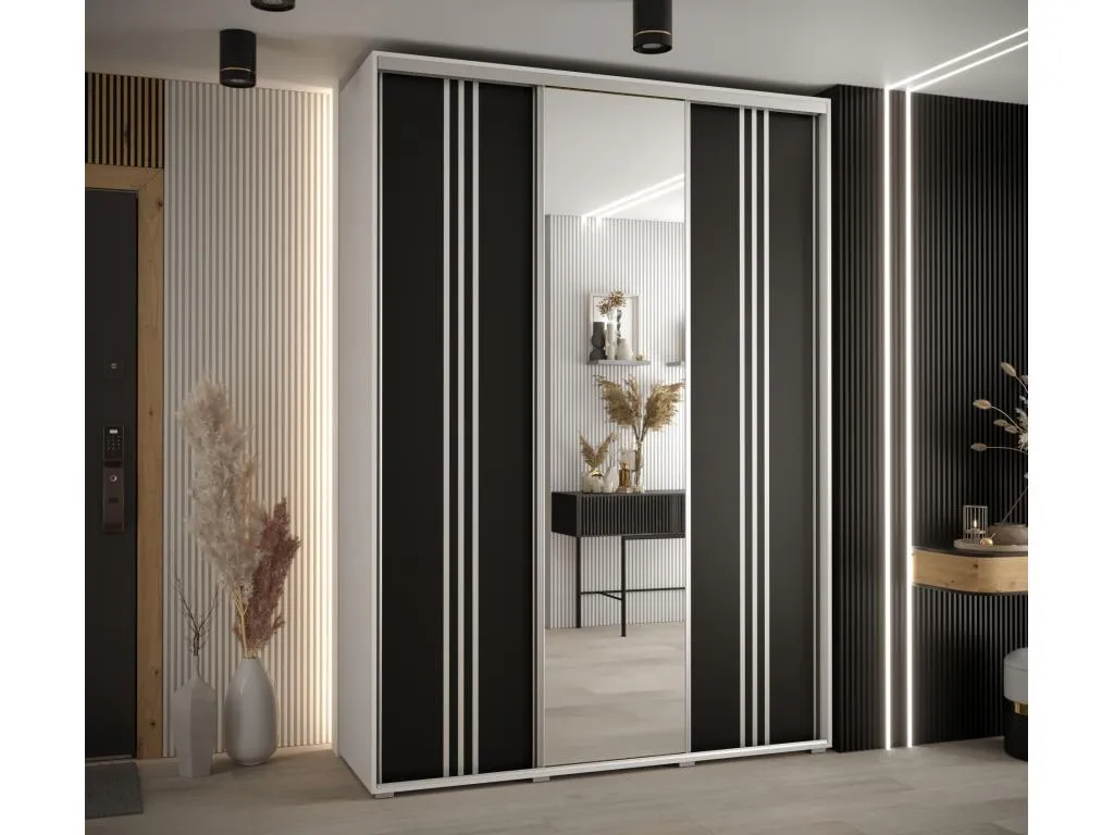 ARMARIO Patriciabaezcasa 7 DE PUERTAS CORREDERAS 235.2/170/45 3 puertas (Blanco/Negro/Plata)