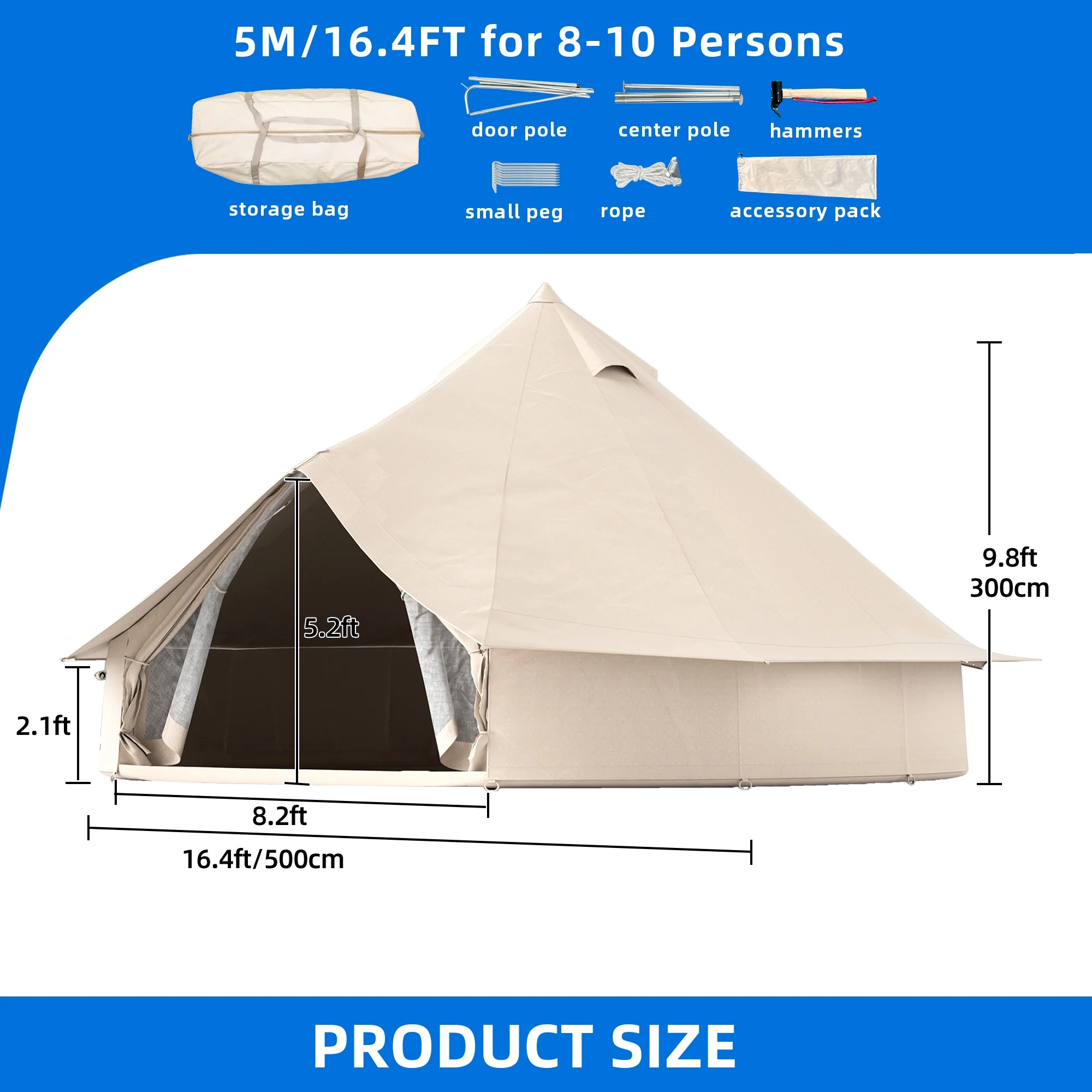 Dextrus Camping Tent with Stove Jacks & Windows for Outdoor Family Party, Camping, Picnic, Barbecue - Image 12