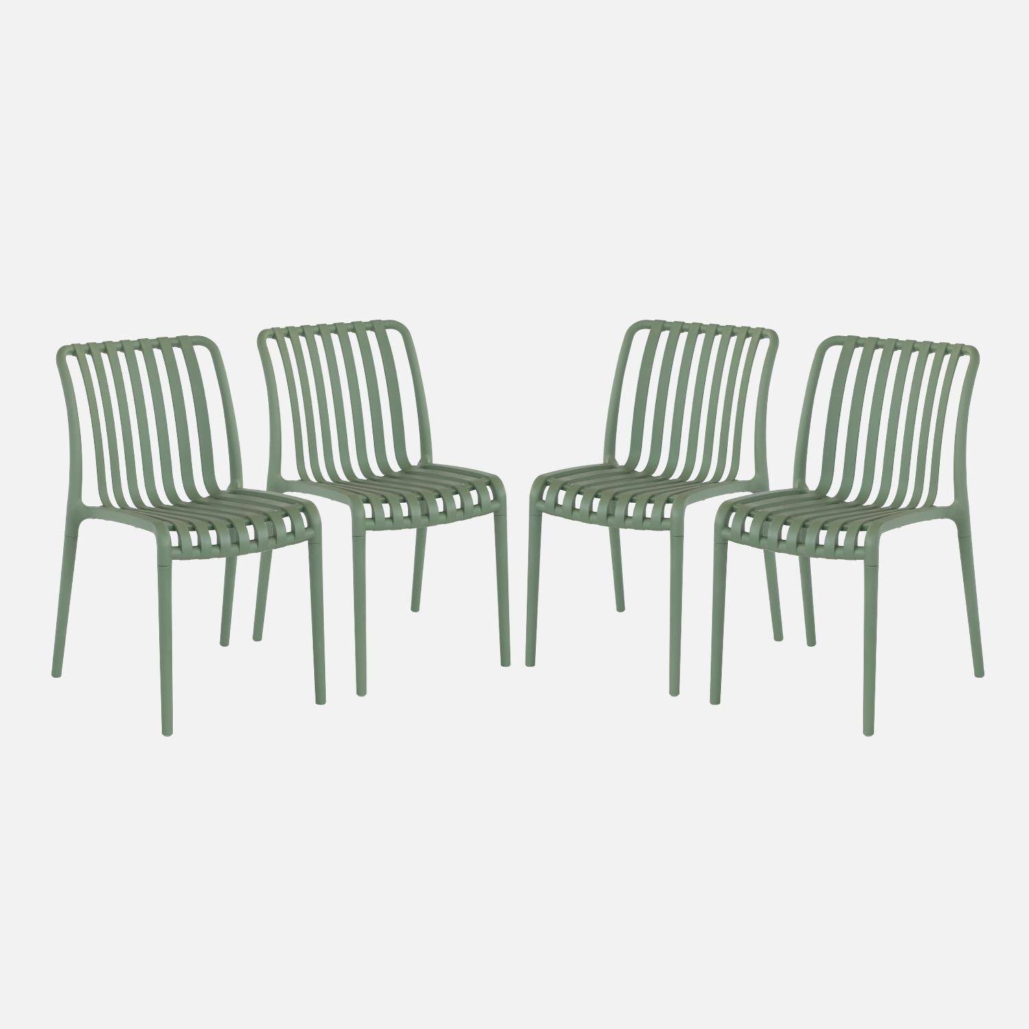 Agathe - Silla de jardín de plástico, apilable, set de 4
