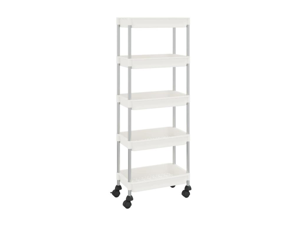 Carrito de cocina 5 niveles hierro y ABS blanco 42x29x128 cm