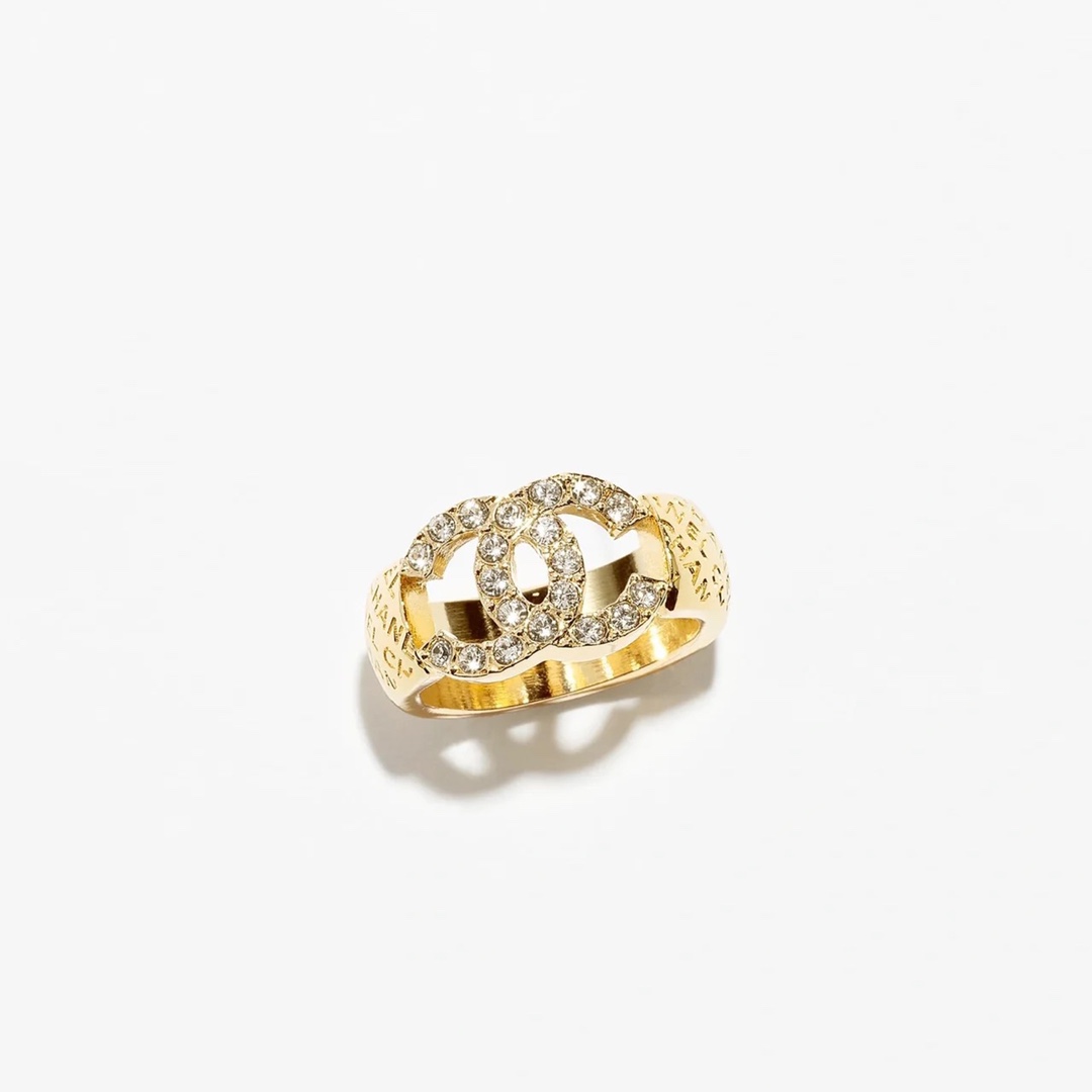 Chanel Monogram Debossed Wide Gold Ring - Original Replica Club