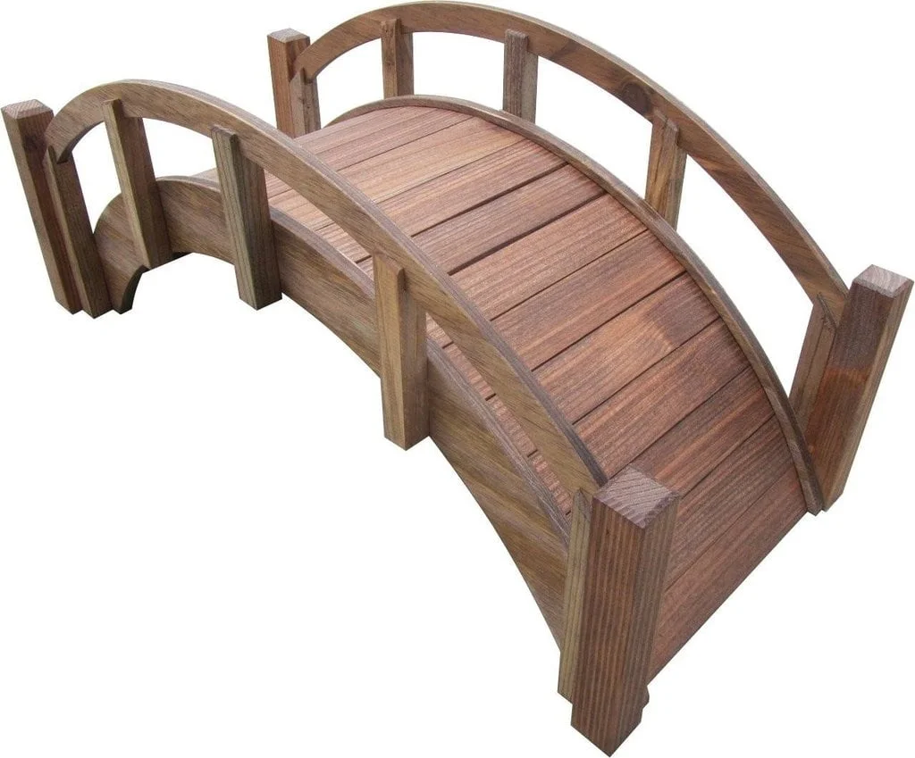 SamsGazebos Miniature Japanese Wood Garden Bridge, 25-Inch, Brown, Treated - Image 6