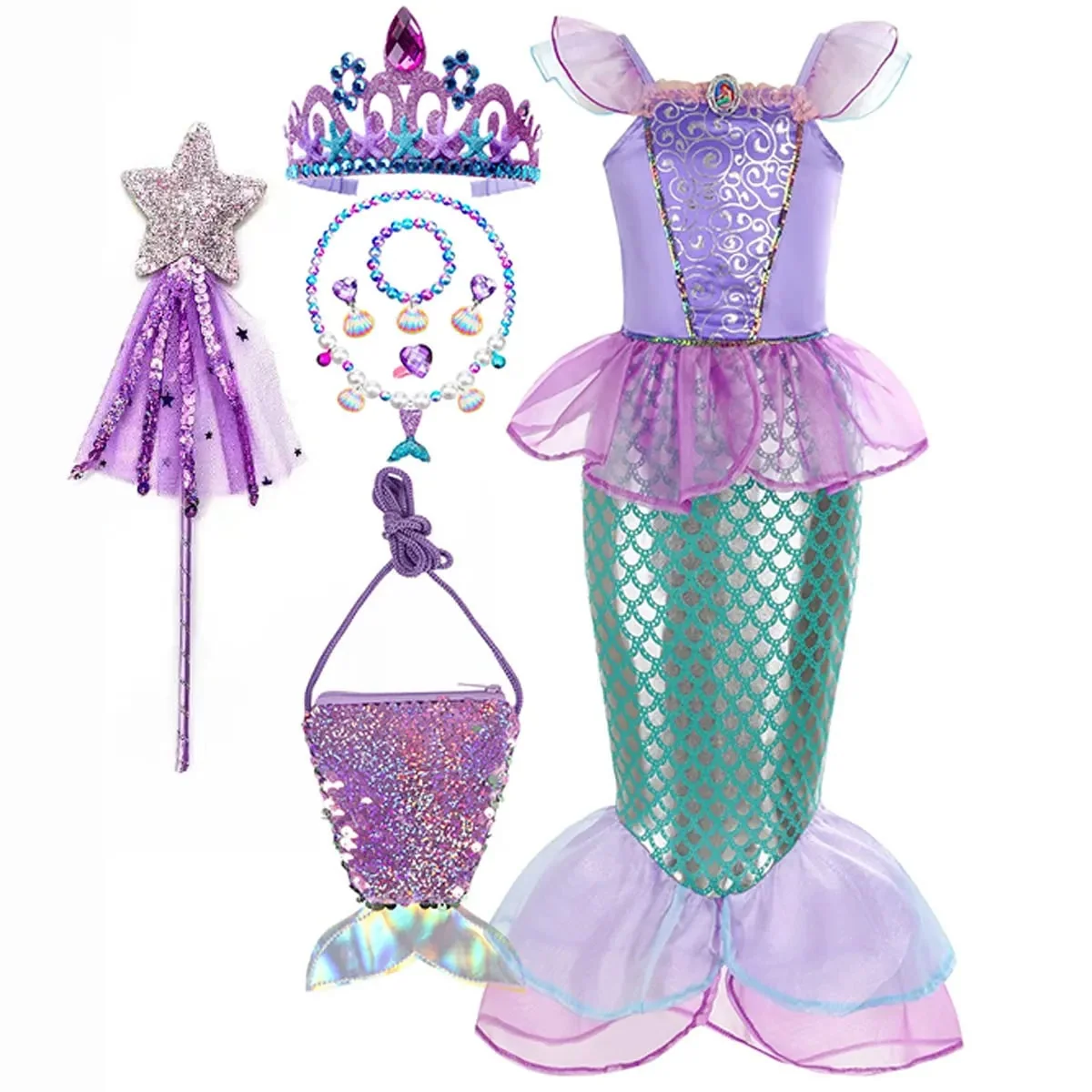 Halloween Costumes Girls Mermaid Dress Costume - Image 6 Halloween Costumes Girls Mermaid Dress Costume - Image 6