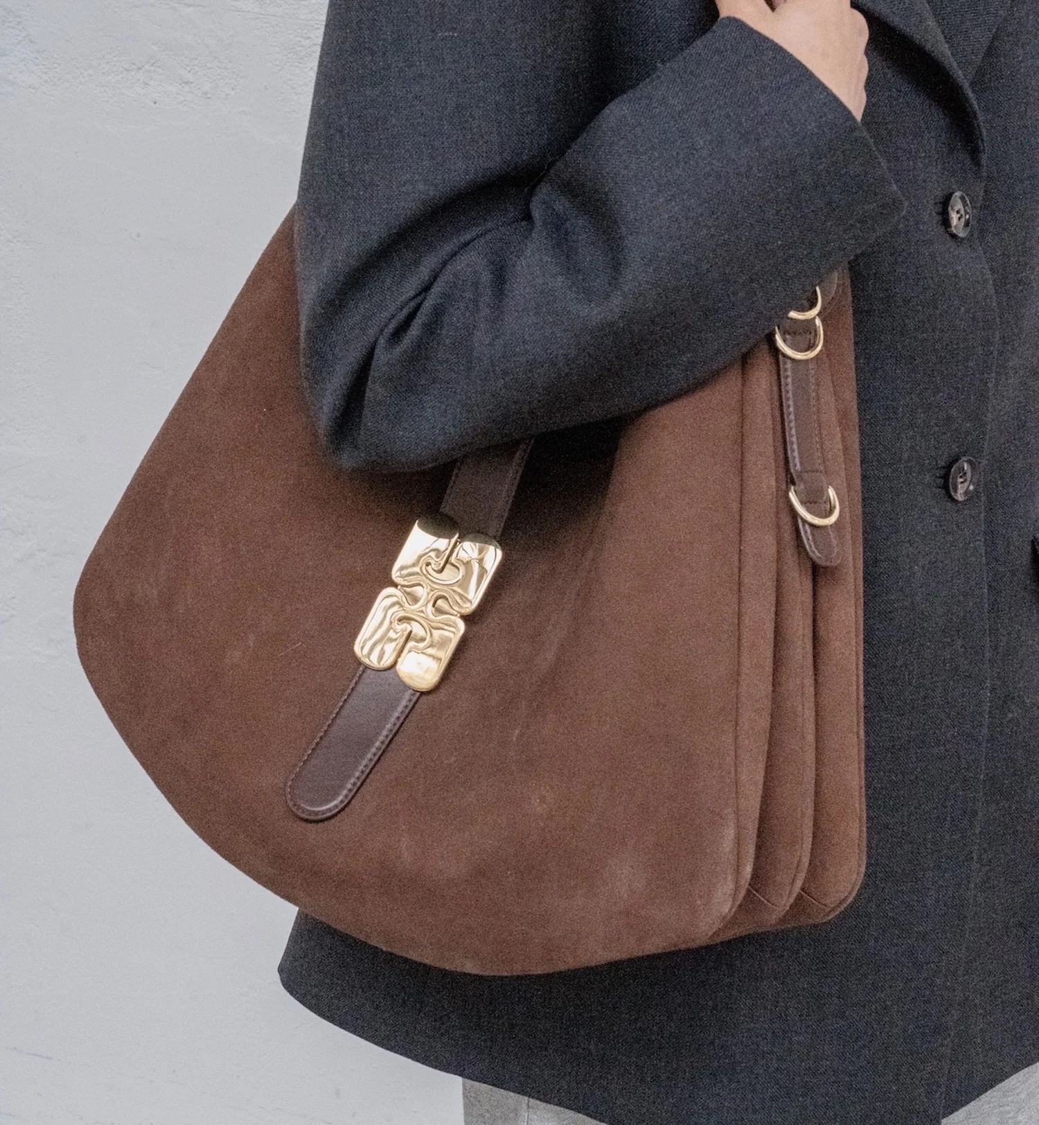 GANNI Kat Large Suede Bag