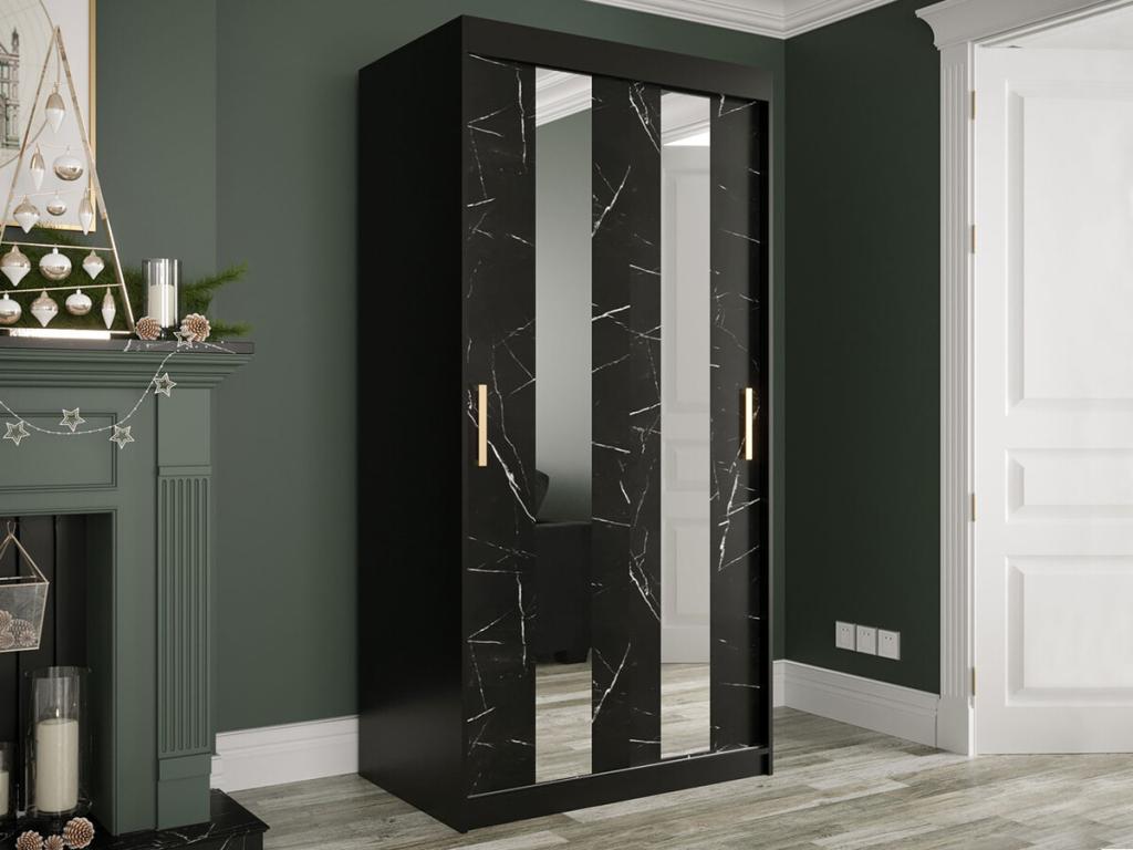 Armario Hominor 240 - Negro mate - Mármol negro - 200x100x62cm - Número de estantes 5 00