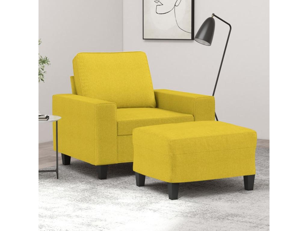 Sillón con taburete tela amarillo claro 60 cm