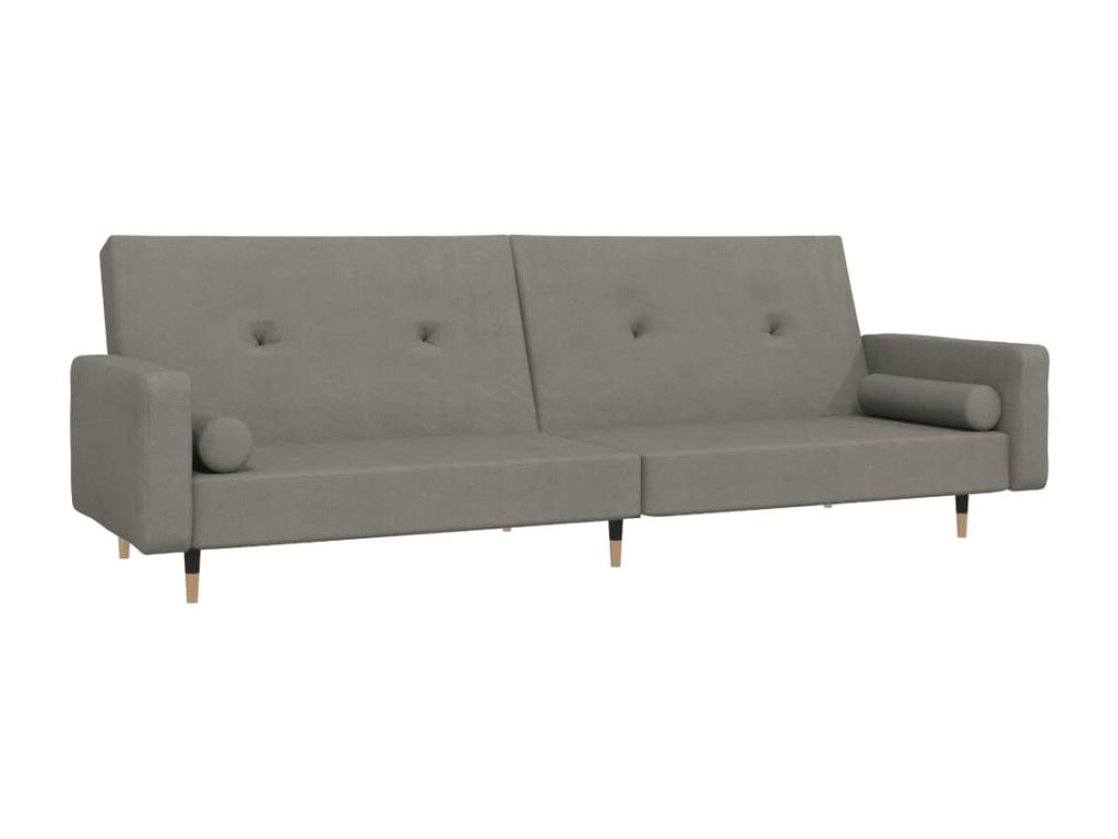 Sofá cama de 2 plazas con dos almohadas terciopelo gris claro
