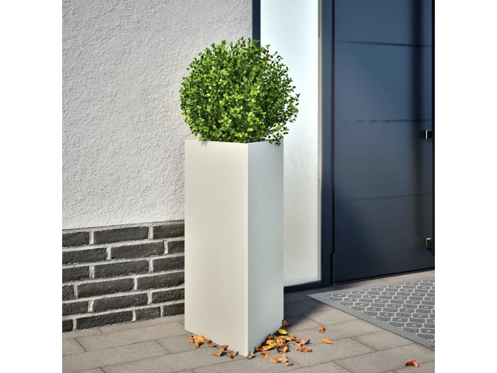 Jardinera triangular acero blanco 40x34,5x70 cm