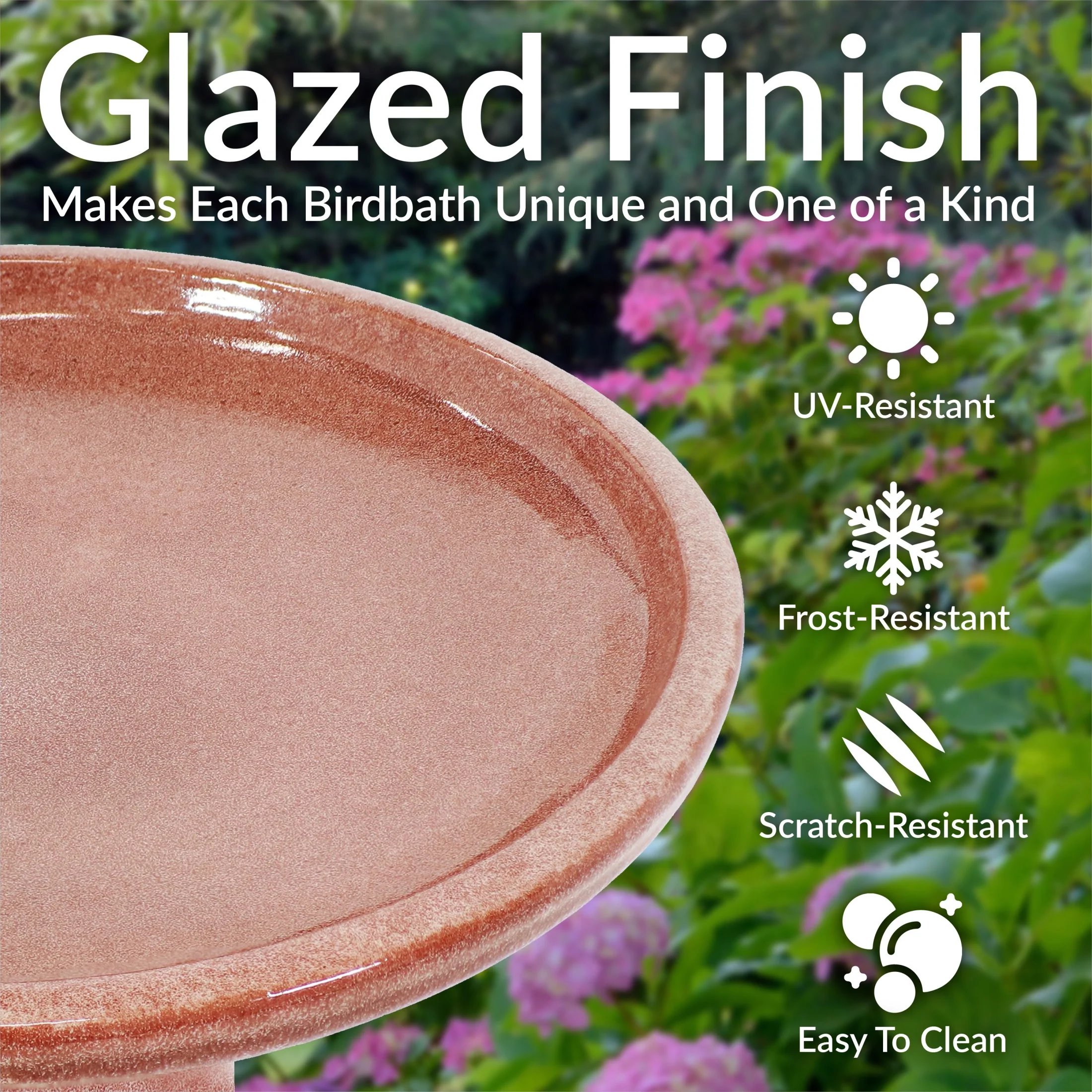 Sunnydaze Freestanding Ceramic Outdoor Bird Bath, Glazed, UV-Resistant Galaxy Blue Finish - Image 29