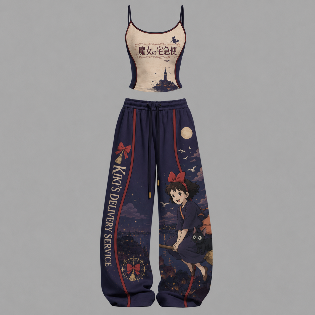 Kiki's Delivery Service-Top & Elasticated Trousers Two-Piece Set TeeThreads Sustain the Scene with Custom Apparel