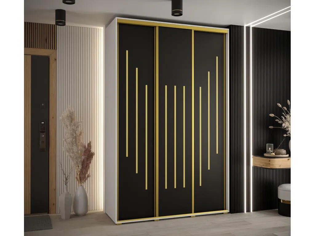 ARMARIO Decoesp 8 DE PUERTAS CORREDERAS 235.2/150/60 3 puertas (Blanco/Negro/Oro) 38841PBID