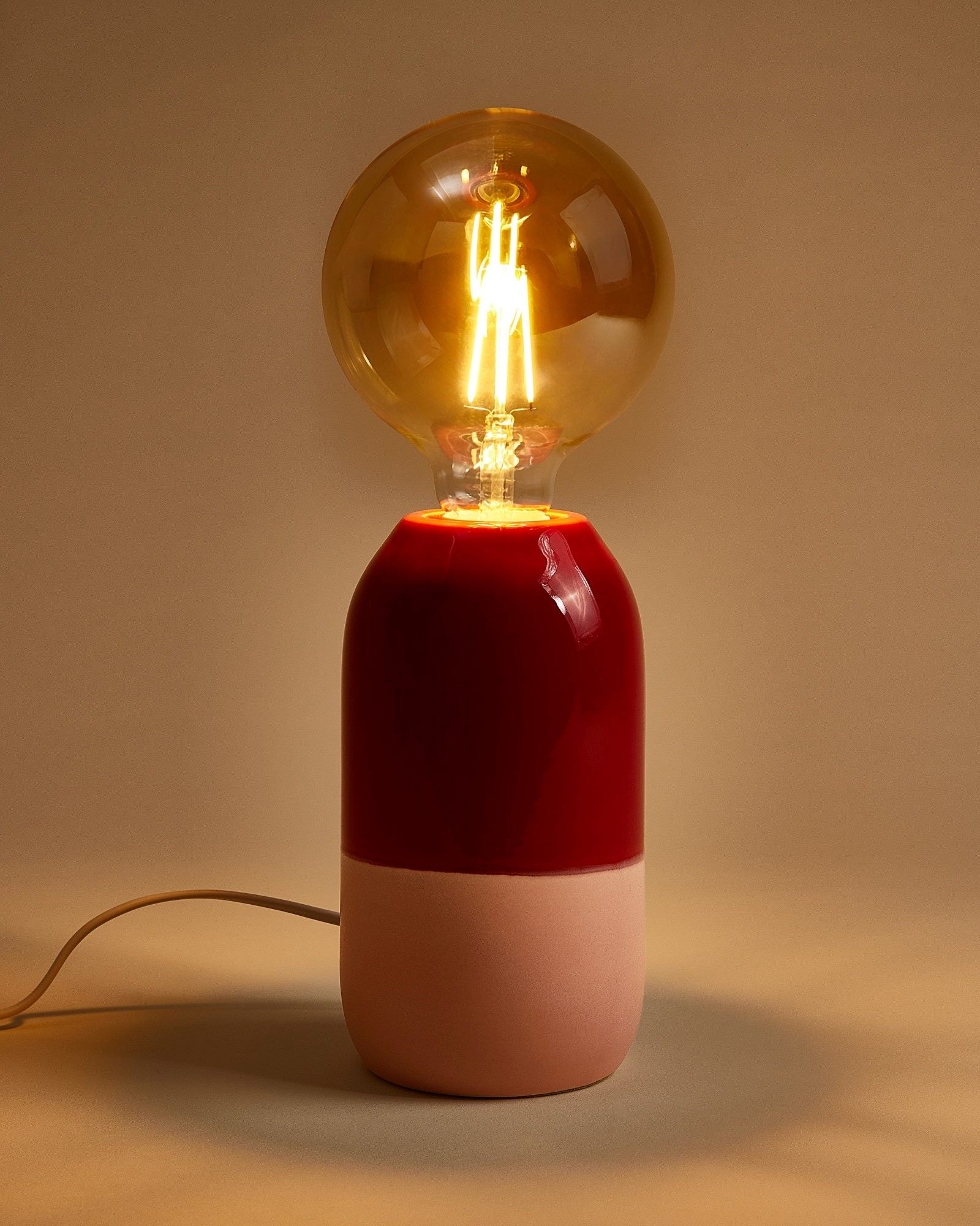 Farol Keramiklampe rot rosé