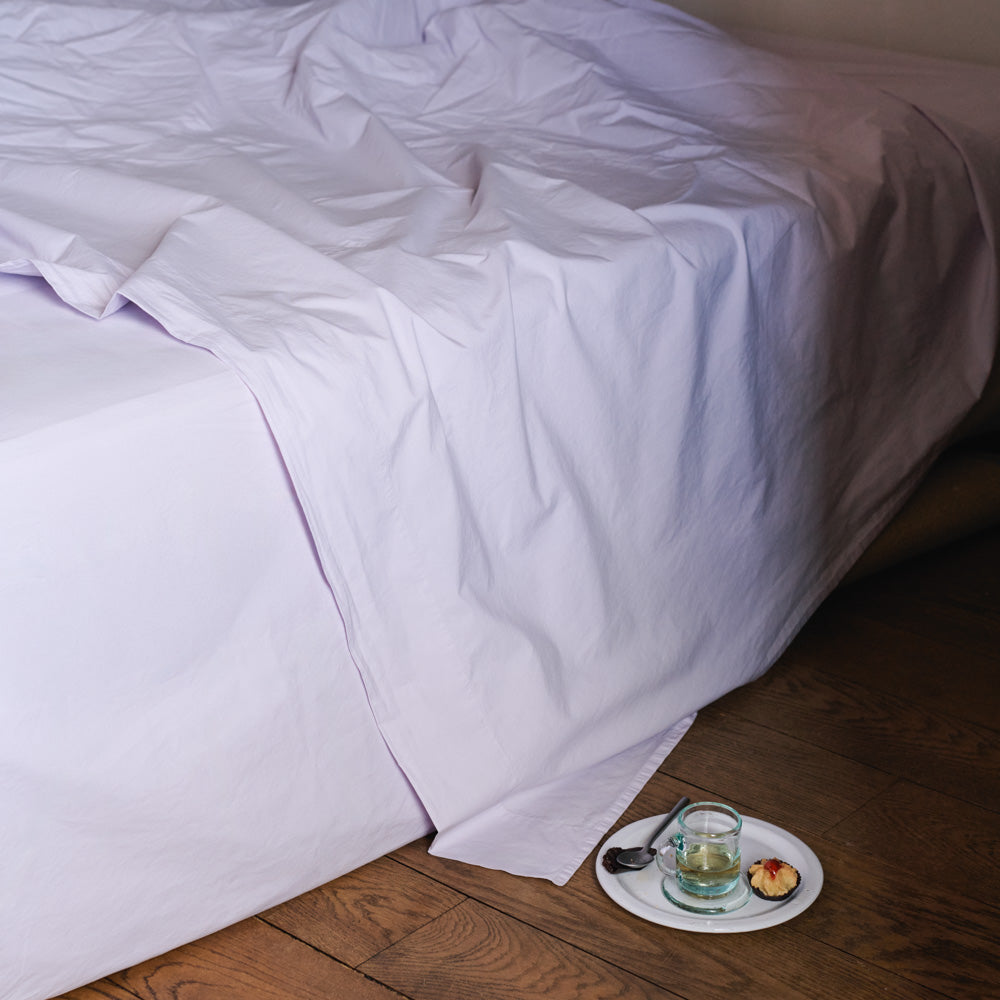 Drap plat en percale de coton - Lavande