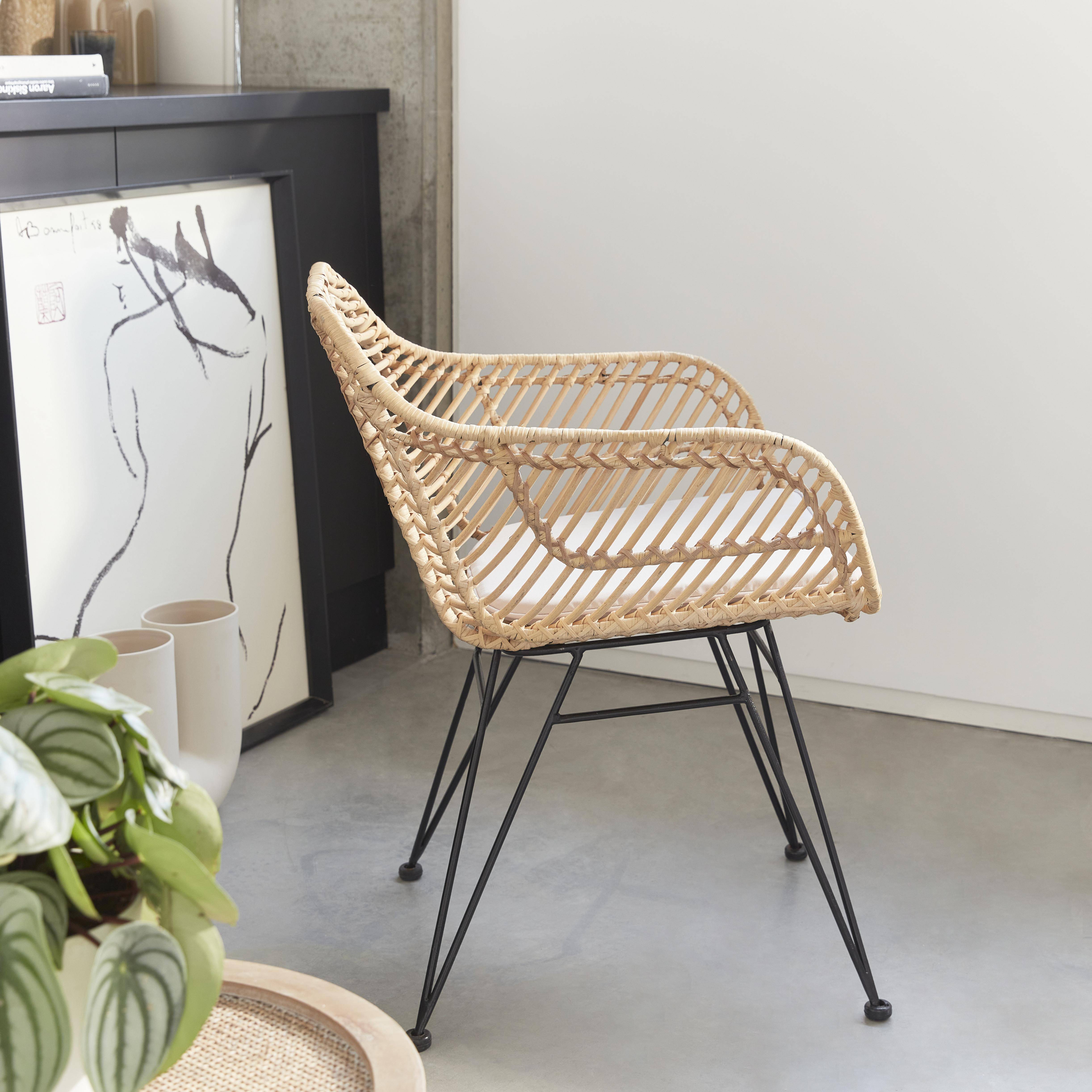 Cahya - Sillón de ratán natural y metal