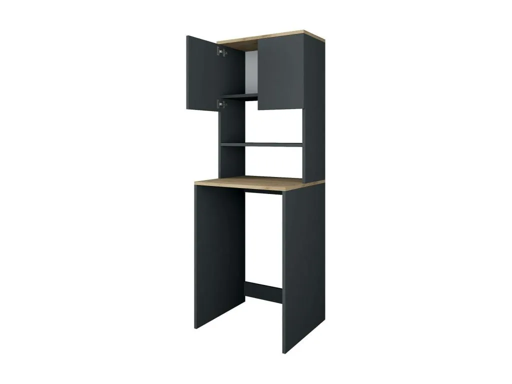 Armario multiusos 2 puertas Decocasaes Muebles multifuncionales Zapatero Armario para zapatos 65x60h184 cm Nogal y Antracita qkbv28154