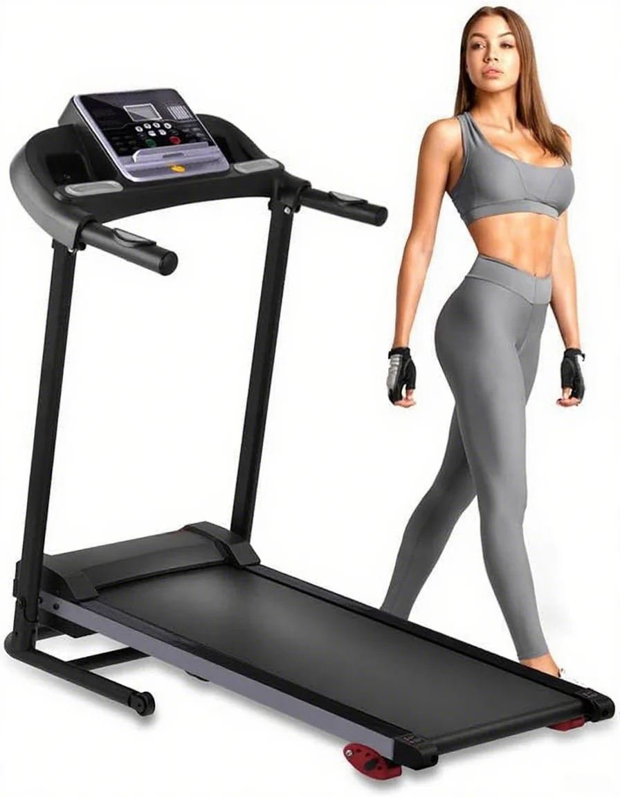 Folding Treadmill - Foldable Home Fitness Equipment with LCD for Walking & Running - Cardio Exercise Machine - Preset and Adjustable Programs - Bluetooth Connectivity