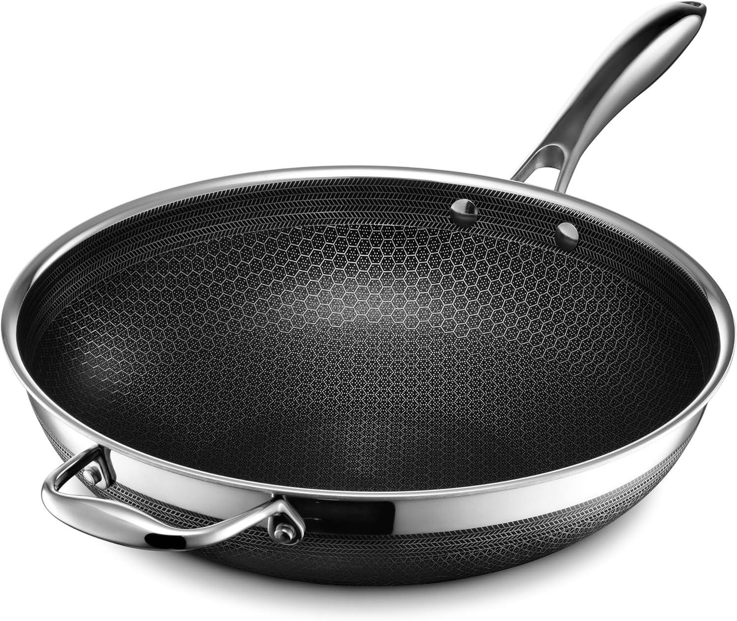 WAYFAIR HexClad Hybrid Nonstick 14-Inch Wok With Steel Lid, Stay-Cool Handle, Dishwasher And Oven Safe, Compatible With All Cooktops, Induction Ready
